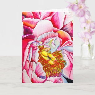 Carte Aquarelle rose Peony
