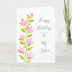 Carte Aquarelle rose tige florale