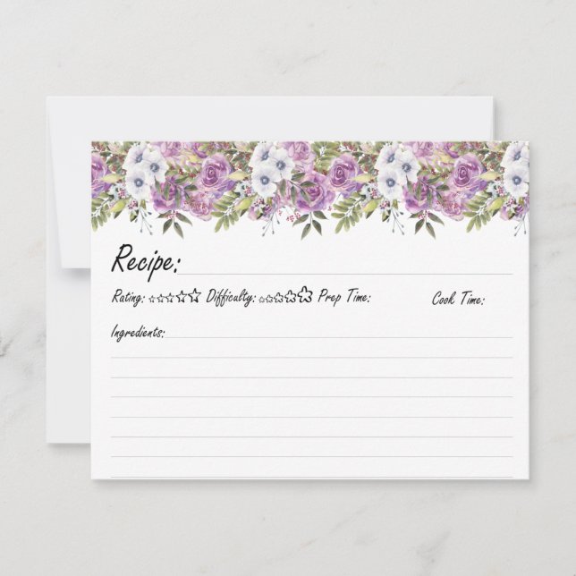 Carte Aquarelle Roses personnalisé Floral Family Recette (Devant)