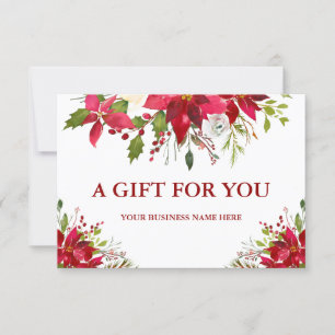 Carte Aquarelle rouge Poinsettia Floral Certificat cadea