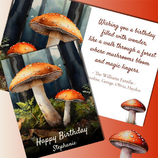 Carte Aquarelle rouge Toadstool ・ Fall Forest Anniversai