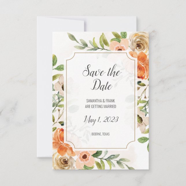 Carte Aquarelle rustique Terracotta Floral (Devant)