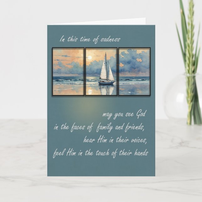 Carte Aquarelle Sailboat Scène (Devant)