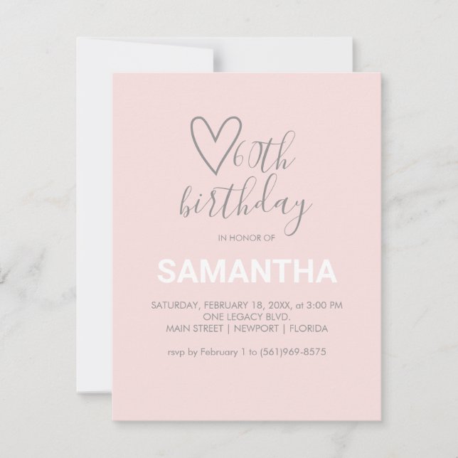 Carte Aquarelle Saint Valentin 60e fête d'anniversaire (Devant)