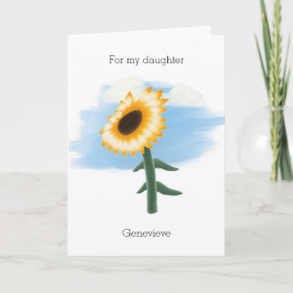 Carte Aquarelle Sky Yellow Sunflower Fille Anniversaire