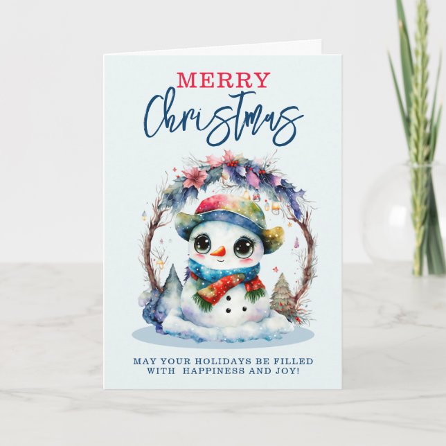 Carte Aquarelle Snowman (Devant)