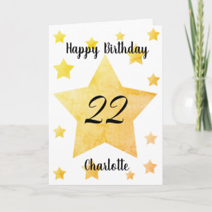 Carte Aquarelle Stars 22e anniversaire