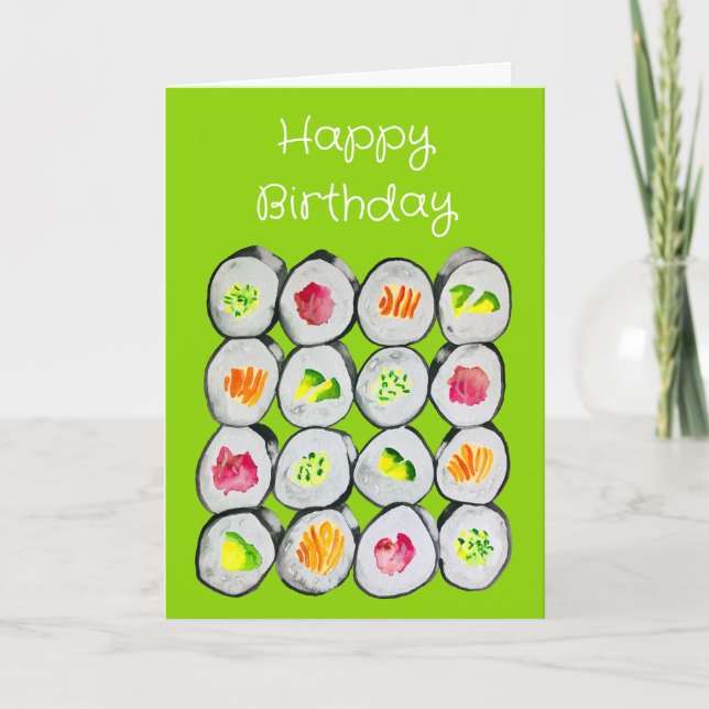 Carte Aquarelle Sushi wasabi (Devant)