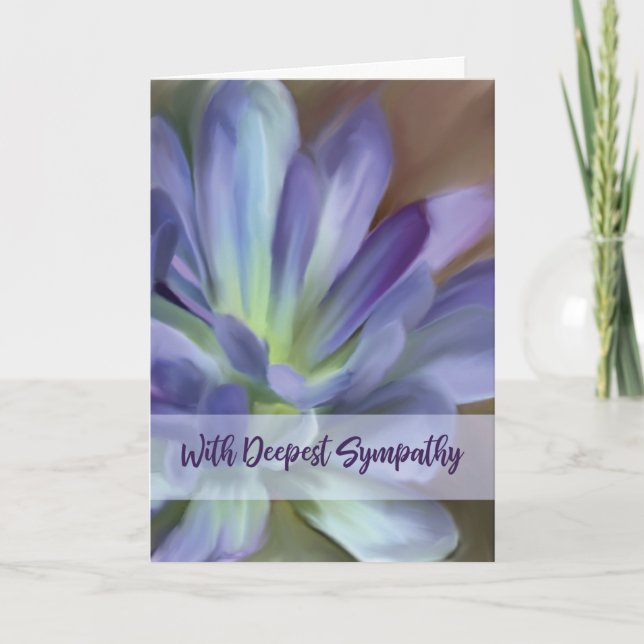 Carte Aquarelle Sympathy violet et bleu grand fleurs (Devant)