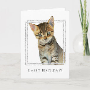 Carte Aquarelle Tabby Cat   Joyeux anniversaire