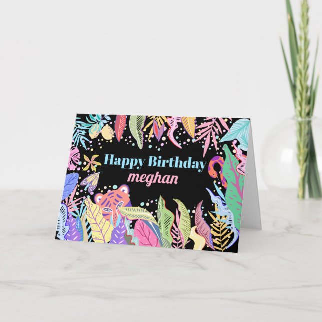 Carte Aquarelle tendance cool Jungle tropicale Anniversa (Devant)