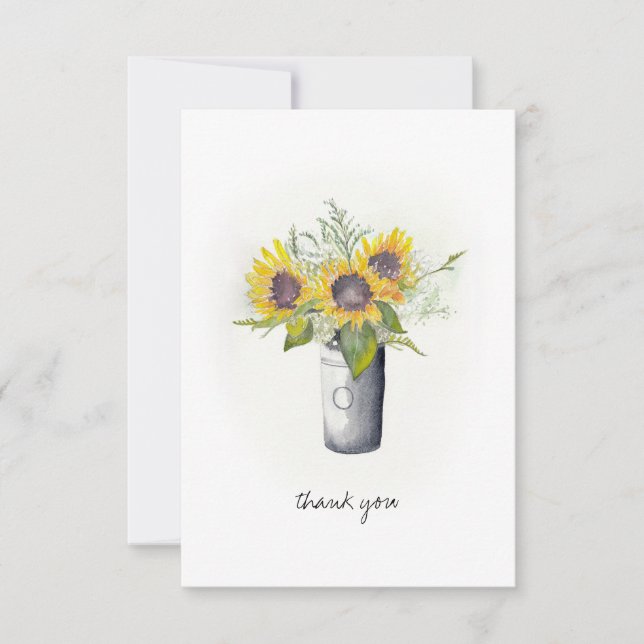 Carte aquarelle tournesols merci (Devant)