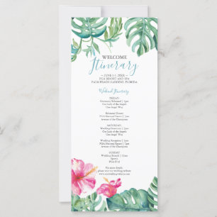 Carte Aquarelle Tropical Floral Itinéraire Mariage