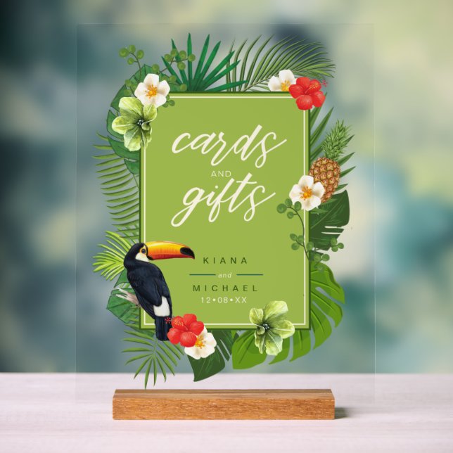 Carte Aquarelle Tropical Toucan Cadeaux Green ID57 (Neutre)