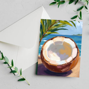 Carte aquarelle tropicale de la plage de coco