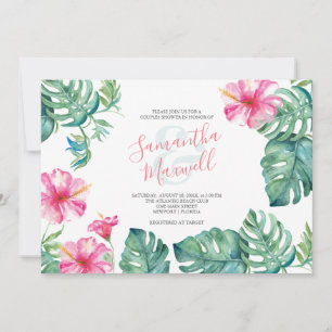 Carte Aquarelle tropicale Hibiscus Fête des mariées à fl