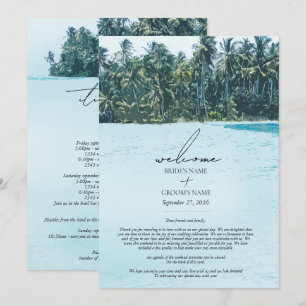 Carte Aquarelle tropicale Palms Beach Mariage Itinéraire