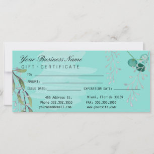 Carte Aquarelle Turquoise Blue Eucalyptus Salon
