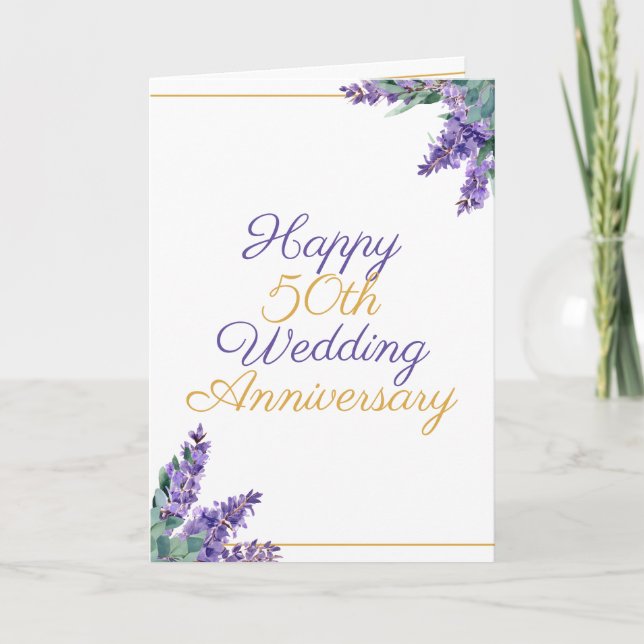 Carte Aquarelle Verdure 50e anniversaire de Mariage (Devant)