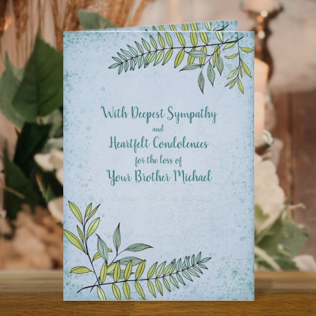 Carte Aquarelle verte Sympathie personnalisée (Watercolor Greenery Personalized Sympathy Card)
