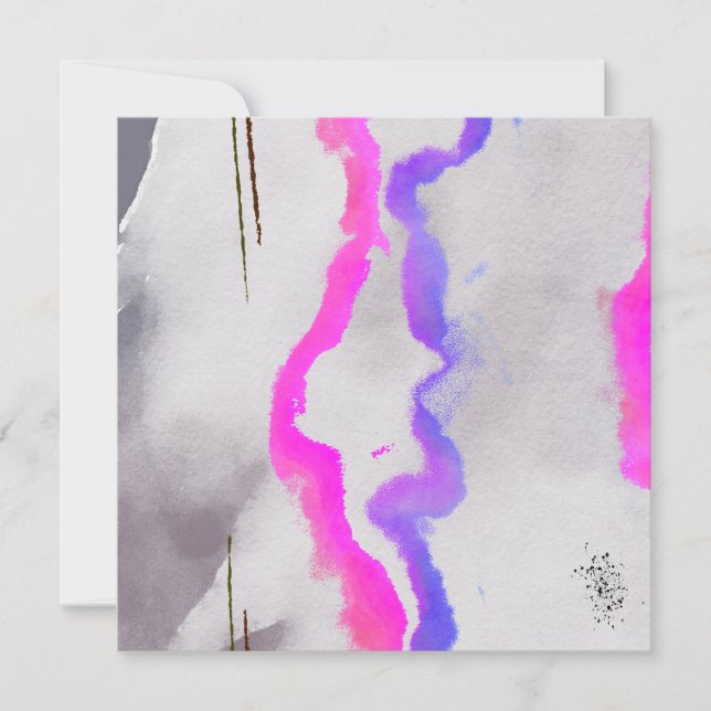 Carte Aquarelle violet et rose Abstrait (Devant)