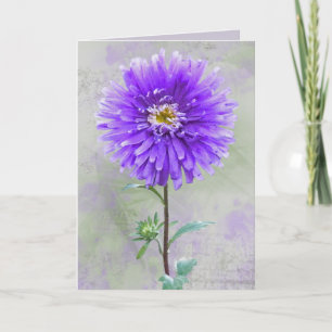 Carte Aquarelle violette Dahlia Anniversaire