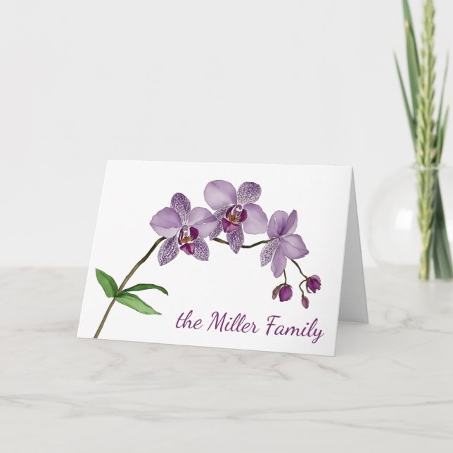 Carte Aquarelle violette orchidée (Devant)