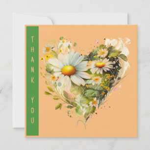 Carte Aquarelle Whimsical Daisy Aquarelle Floral Wreath 