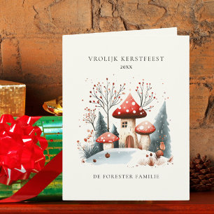 Carte Aquarelle Woodland Vrolijk Kerstfeest Salutation