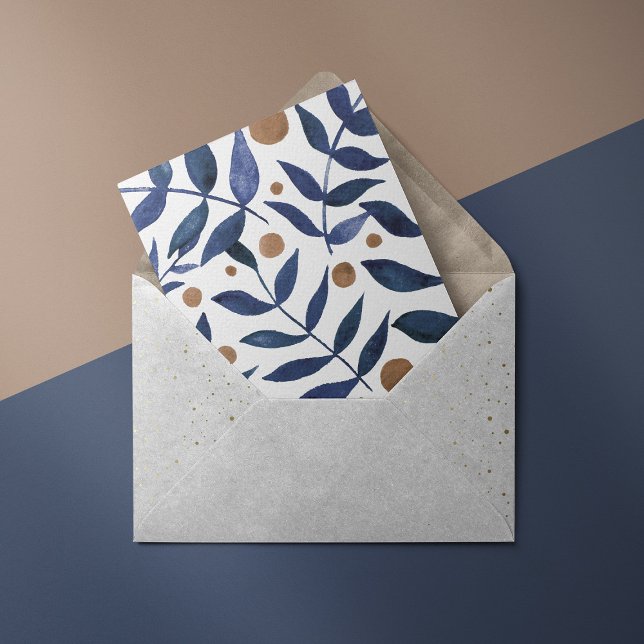 Carte Aquarelles et baies - indigo et beige (Créateur téléchargé)