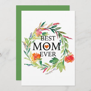 Carte Aquarelles Fleurs Wreath Meilleur texte de maman