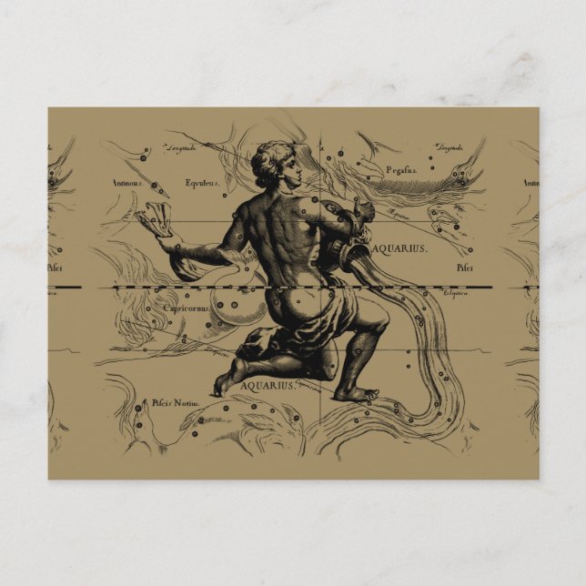 Carte Aquarius Constellation par Hevelius (Devant)