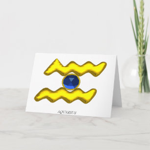 CARTE AQUARIUS /GOLD ZODIAC BIJOU D'ANNIVERSAIRE