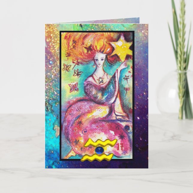 CARTE AQUARIUS, STAR TAROT ASTROLOGIE ZODIAC ANNIVERSAIR (Devant)