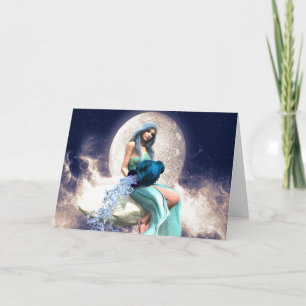 Carte Aquarius - Une femme qui verse de l'eau d'un Jug