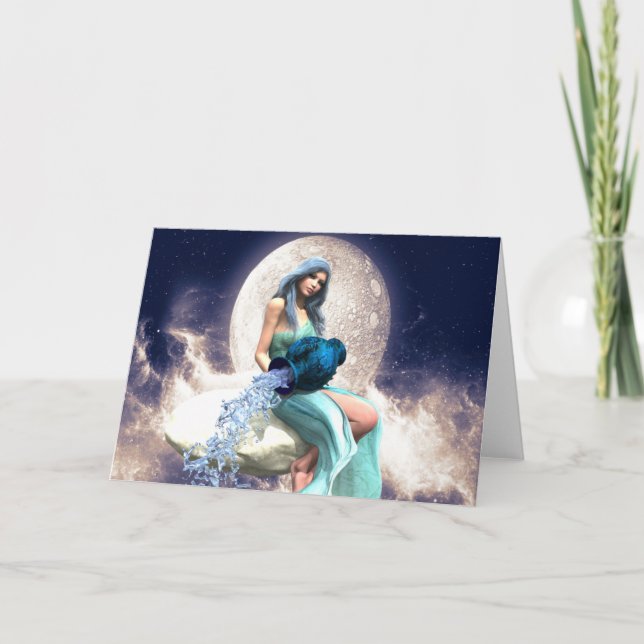 Carte Aquarius - Une femme qui verse de l'eau d'un Jug (Devant)