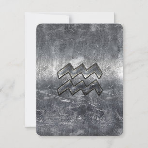 Carte Aquarius Zodiac style acier argenté déprimé