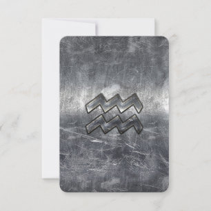 Carte Aquarius Zodiac style acier argenté déprimé