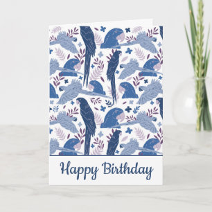 Carte Ara Parrot Bleu Tropical Leave Motif Anniversaire