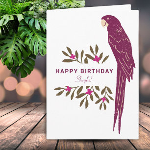Carte Ara Perroquet Dessin De Feuilles Tropicales Annive