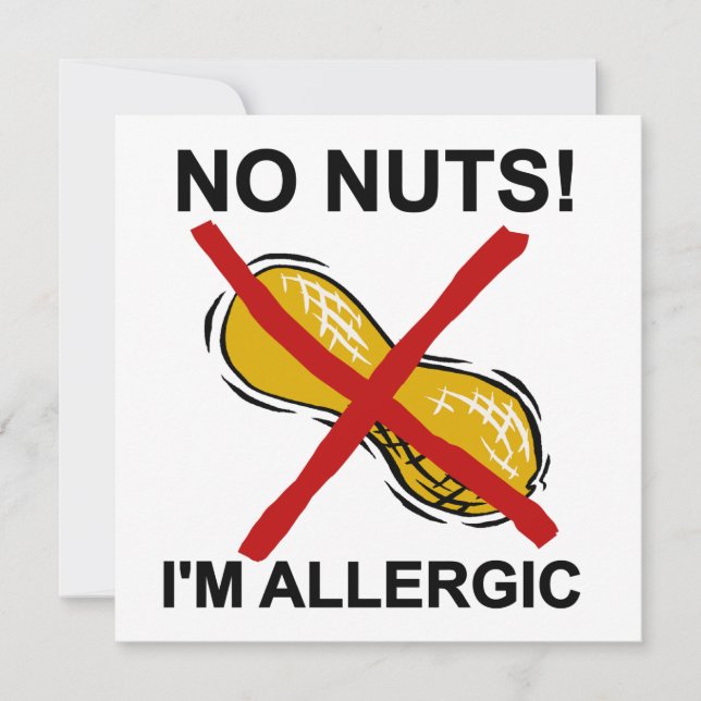 Carte Arachide NO Nuts Je suis Allergique (Devant)