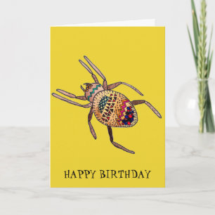 Carte Araignée colorée art d'anniversaire arachnien