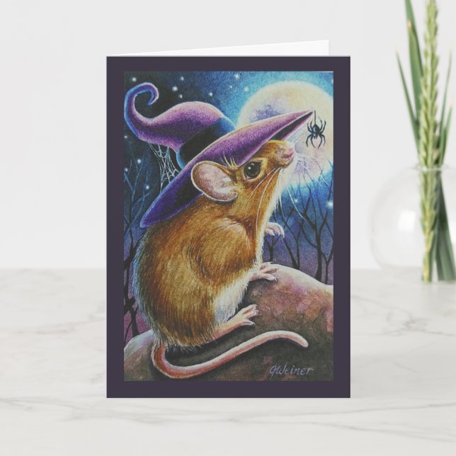Carte Araignée d'Halloween Witch Field Souris Aquarelle  (Devant)