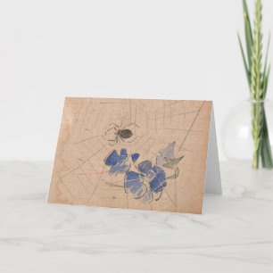 Carte Araignée et Web avec fleurs bleues Joseph Crawha