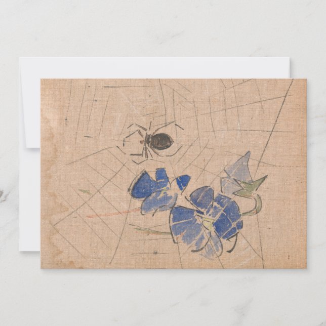 Carte Araignée et Web avec fleurs bleues | Joseph Crawha (Devant)