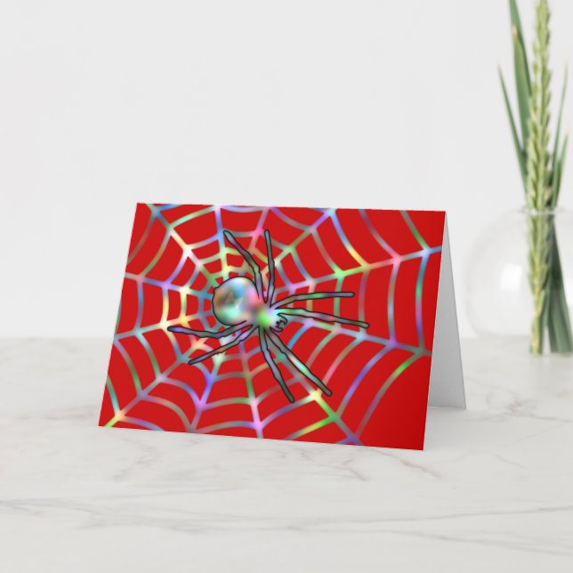 Carte Araignée rouge et Araignée Web Halloween (Devant)