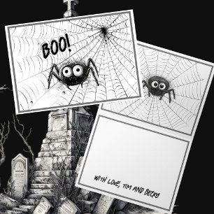 Carte Araignées noires et blanches mignonnes Spider We