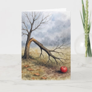 Carte Arbre à pommes cassé à l'aquarelle 