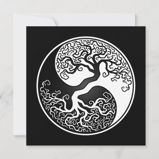 Carte Arbre blanc et noir de la vie Yin Yang (Devant)