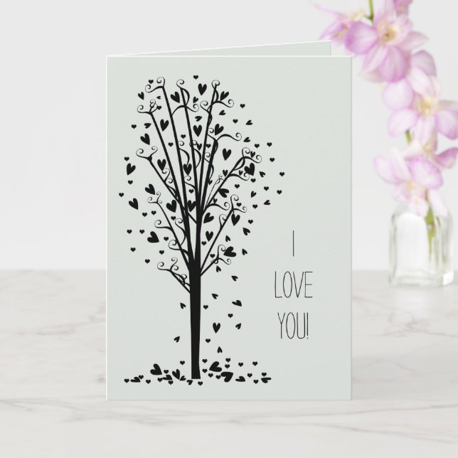 Carte Arbre d'amour coeurs romantiques (Orchidée)